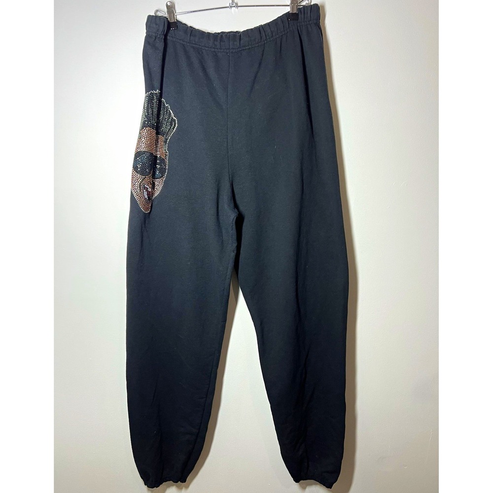 Retro Jersey Shore Store Black Jogger Sweatpants w/Rhinestone Pauly D Sz XL PICS